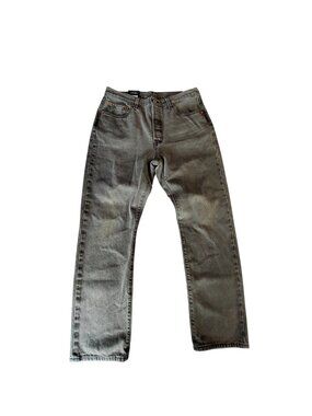 Levis 501 Original Mens Jeans W32 L30 High Rise Straight Leg Gray Button closure